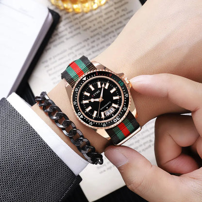 Men's nylon strap calendar watch