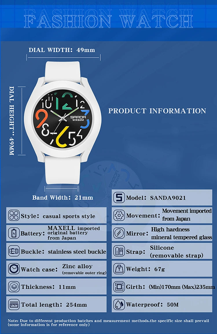 Sanda Men'S Watch Silicone Strap