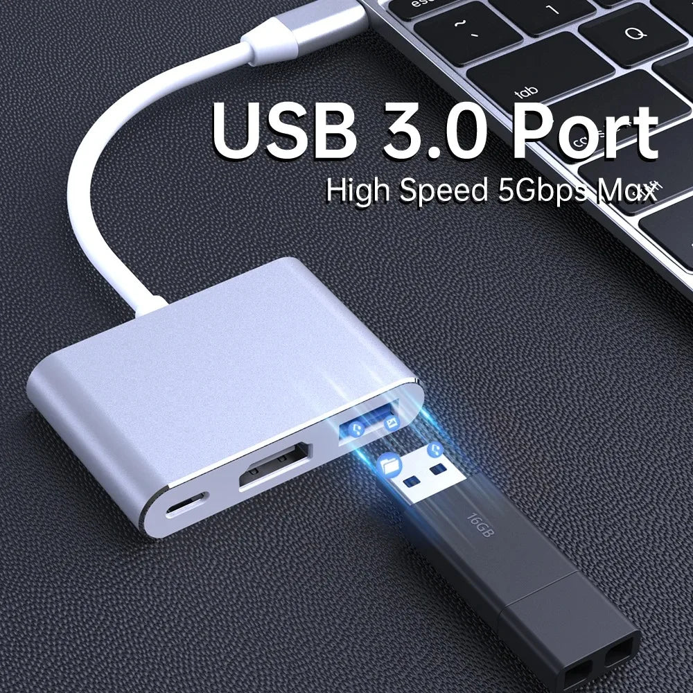 Type C To HDMI 3 in 1 USB Cable Converter