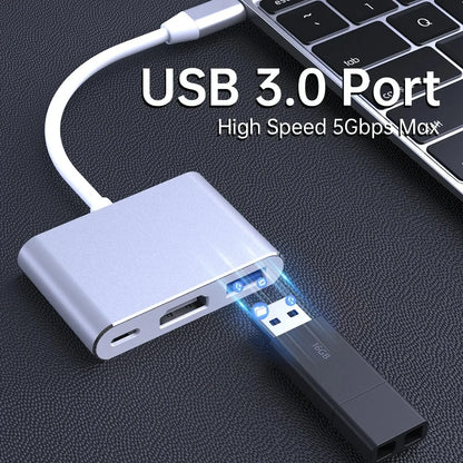 Type C To HDMI 3 in 1 USB Cable Converter