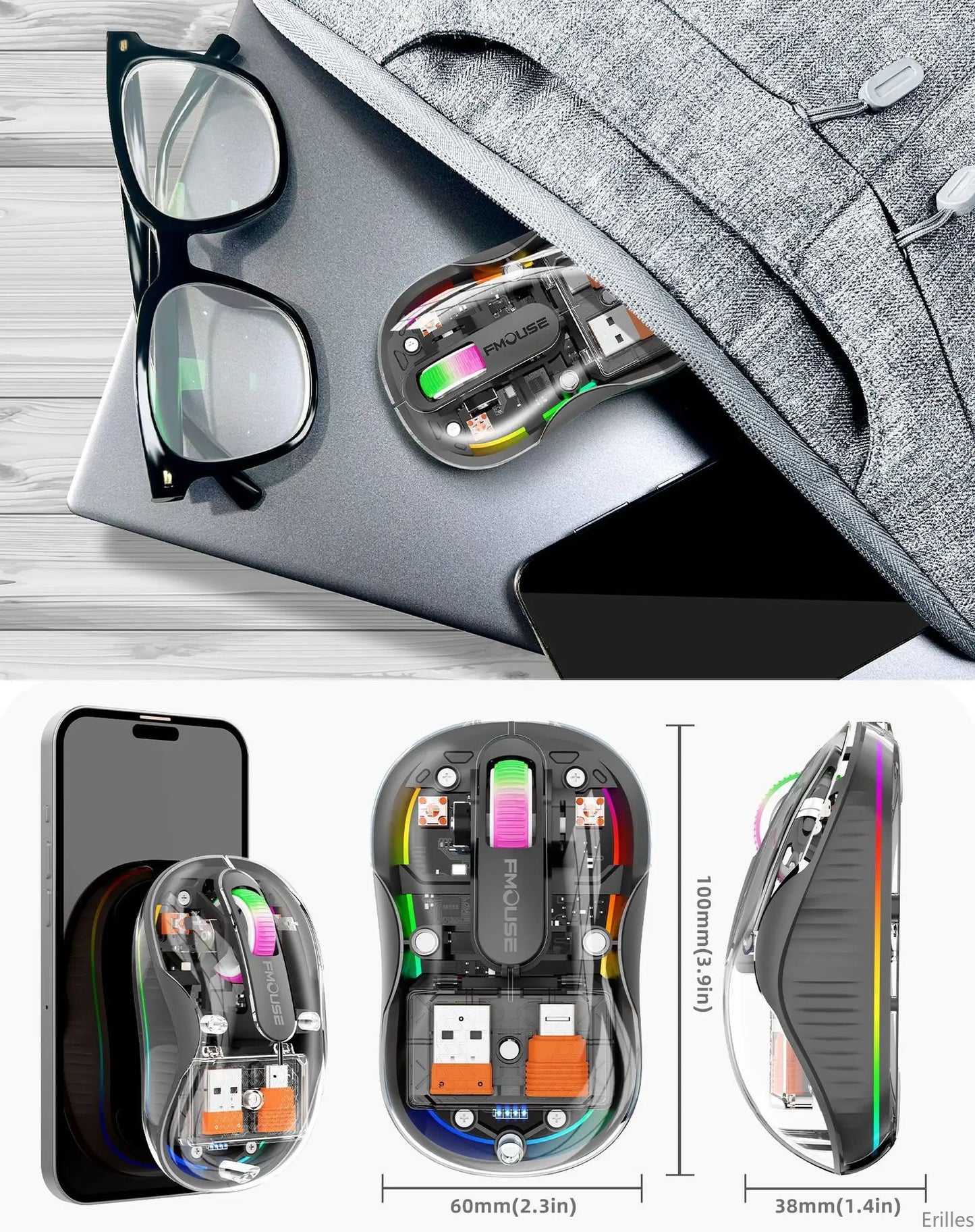 Transparent Bluetooth Wireless Mouse