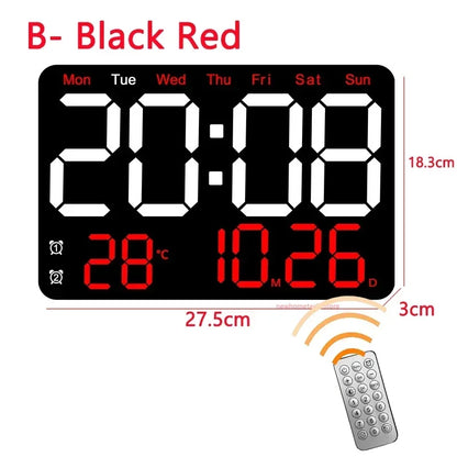 LED Digital Wall Clock Time Temperature Date Display