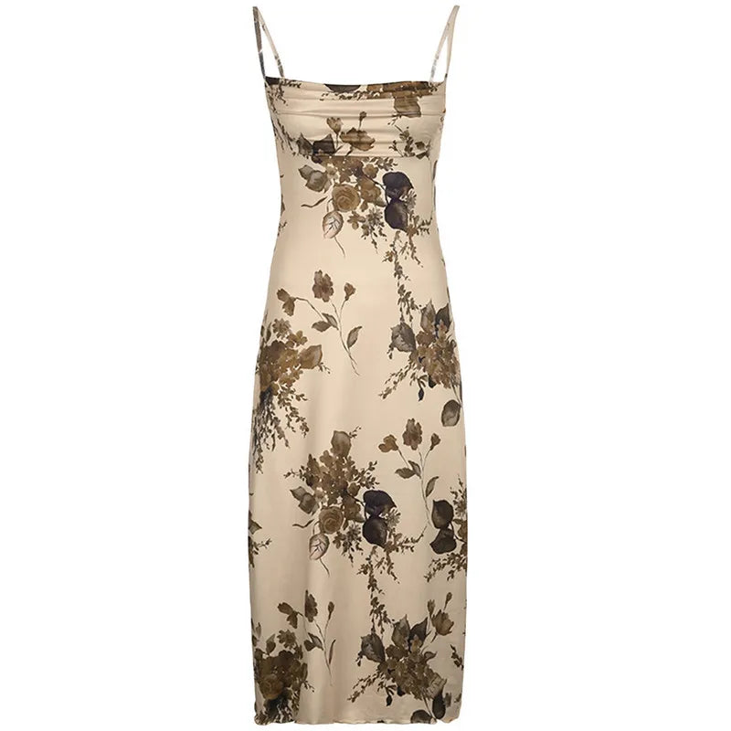 Floral Sleeveless Backless Women's Dress