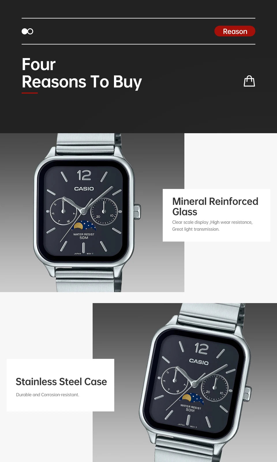 Casio Square Wrist Watch for Men