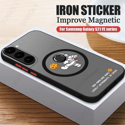 Magnetic For Magsafe Astronaut Case For Samsung Galaxy S23 S22 Ultra S22 Plus S21 S20 FE S24 Ultra Slim Hard PC S25 Edge Cover