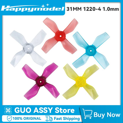 Gemfan 31mm 1220 1.2X2X4 4-Blade PC Propeller 1mm for RC FPV Freestyle Tinywhoop Micro Drone DIY Parts Mobula6 Meteor65 0802
