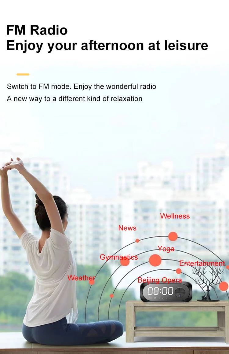 Alarm Clock Radio FM Bluetooth Speaker