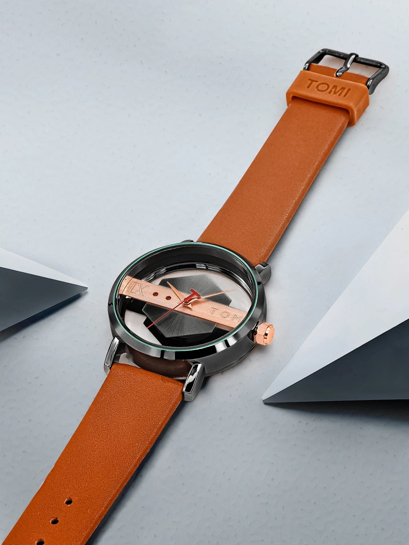 TOMI Fashionable and Minimalist Men's Leather Watch Strap
