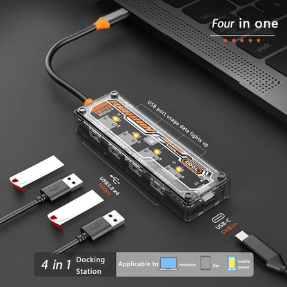5 IN 1 Transparent USB C HUB USB Splitter