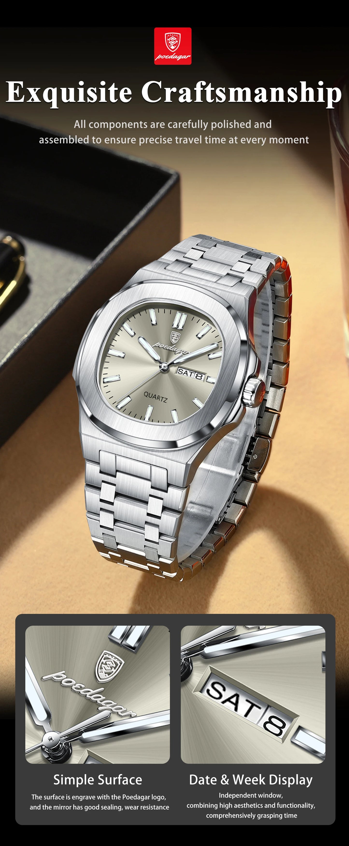 POEDAGAR Luxury Military Watch