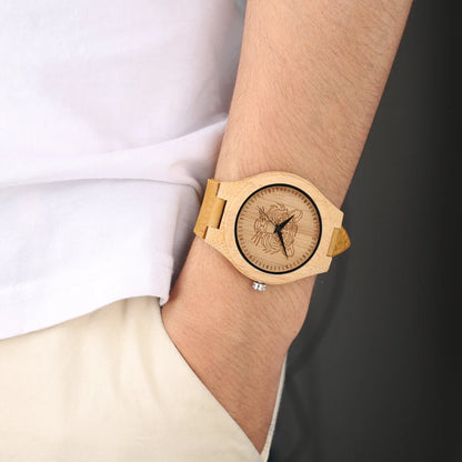 Tiger/Elk Engraved Dial Quartz Watch