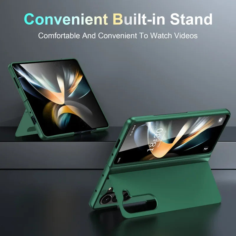 Built-in Magnetic Bracket Hybrid PC Phone Case for Samsung Galaxy Z Fold 7 ZFold 6 5 4 3 5G Shockproof Bumper Protective Cover
