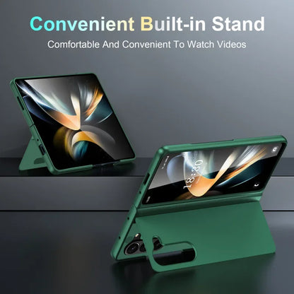 Built-in Magnetic Bracket Hybrid PC Phone Case for Samsung Galaxy Z Fold 7 ZFold 6 5 4 3 5G Shockproof Bumper Protective Cover