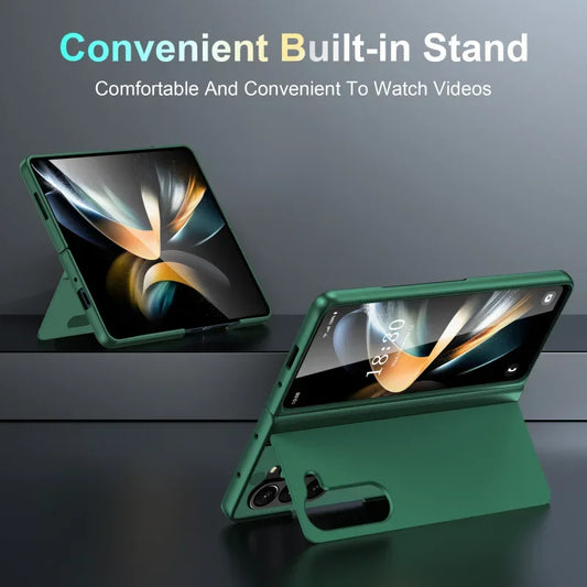 Built-in Magnetic Bracket Hybrid PC Phone Case for Samsung Galaxy Z Fold 7 ZFold 6 5 4 3 5G Shockproof Bumper Protective Cover