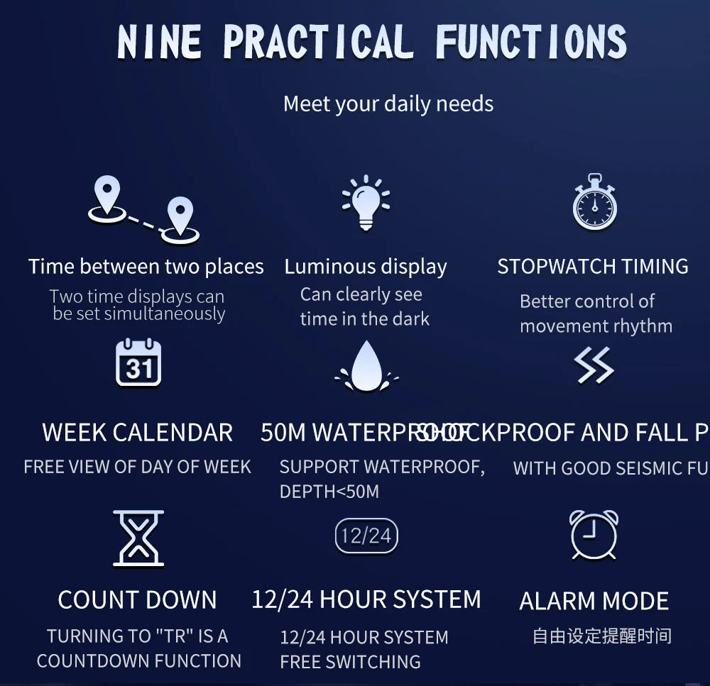 Simple Night Waterproof Sports Electronic Watch