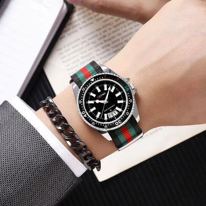 Men's nylon strap calendar watch