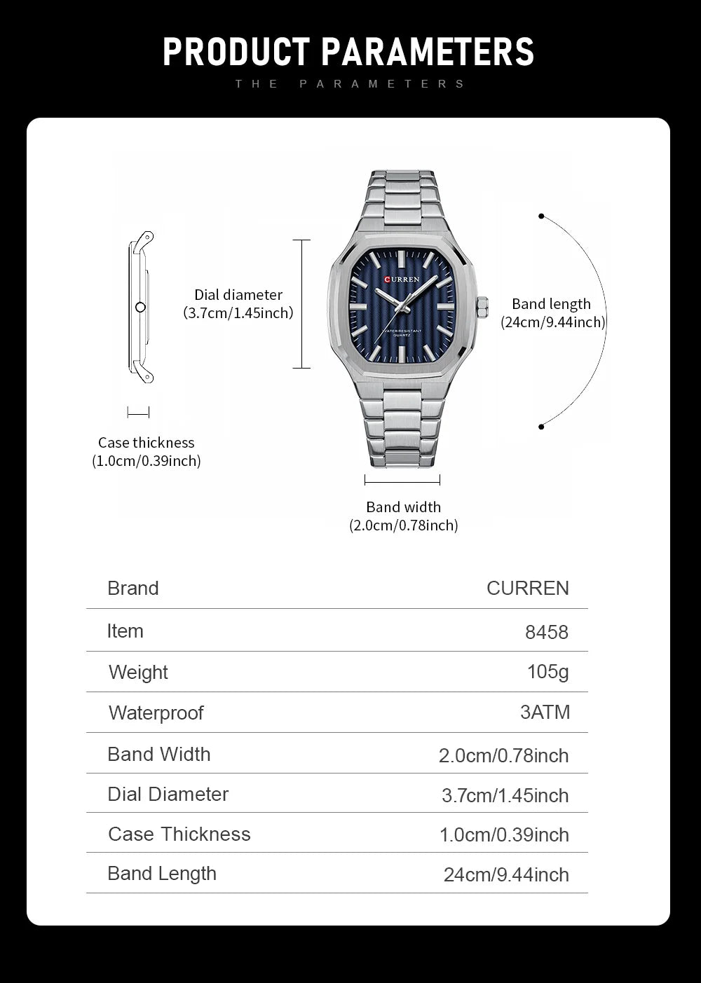 CURREN Luxury Business Square Watch