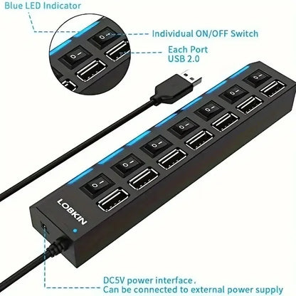 High Speed 4/7 Ports USB HUB 2.0 Adapter
