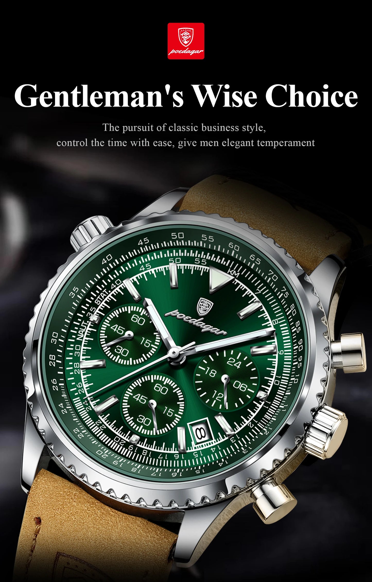 POEDAGAR Luxury Men Quartz Watch