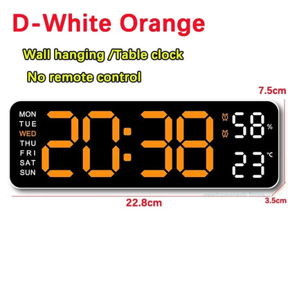 LED Digital Wall Clock Time Temperature Date Display