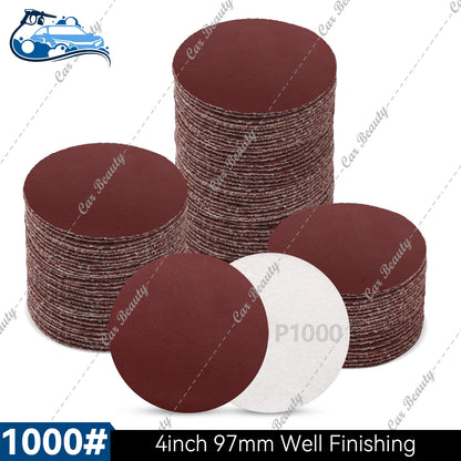 97mm 4inch Hook & Loop Round Sanding Disc Pad 60/80/100/150/180/240/320/400/600/800/1000/2000/3000/5000 Assorted Grits Sandpaper