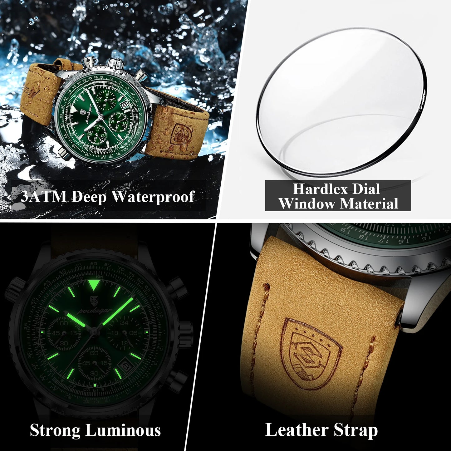 POEDAGAR Luxury Men Quartz Watch