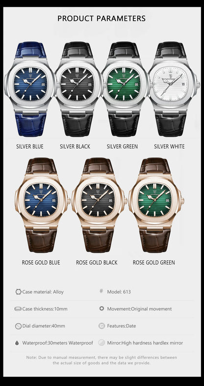 POEDAGAR Top Luxury Square Men Watch