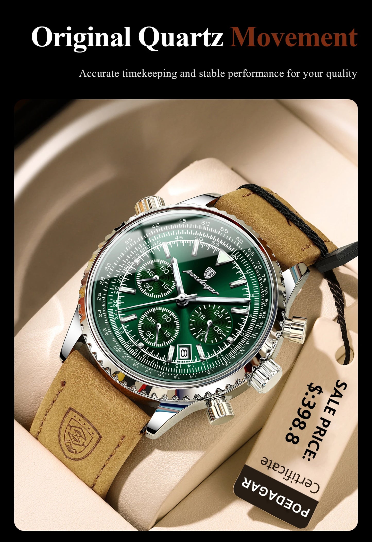 POEDAGAR Luxury Men Quartz Watch