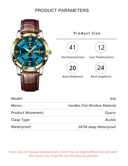 POEDAGAR Luxury Business Men Watch