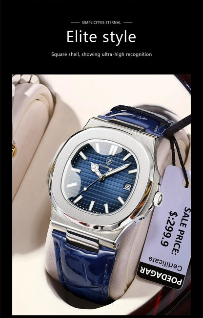 POEDAGAR Top Luxury Square Men Watch