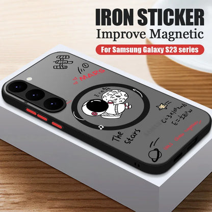 Magnetic For Magsafe Astronaut Case For Samsung Galaxy S23 S22 Ultra S22 Plus S21 S20 FE S24 Ultra Slim Hard PC S25 Edge Cover