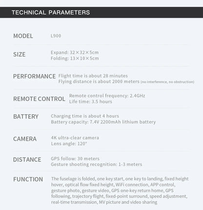 L900 Pro GPS Drone 4K Professional HD