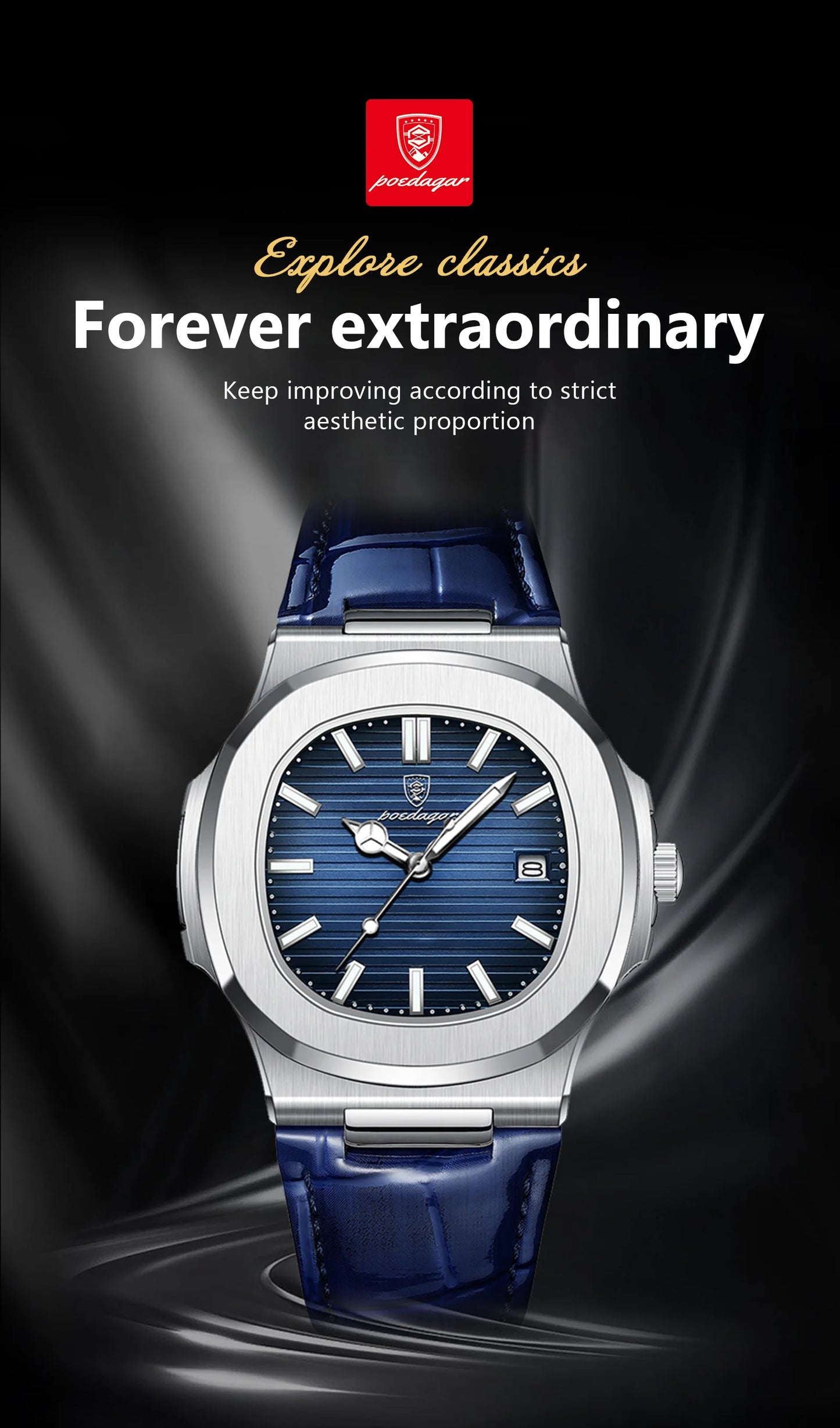 POEDAGAR Top Luxury Square Men Watch