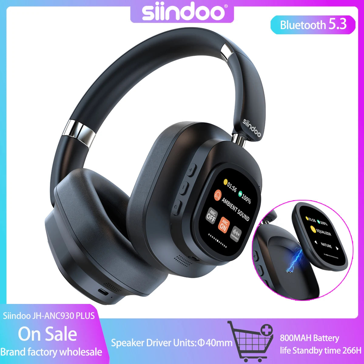 Siindoo JH-ANC930Plus Hybrid Wireless Headphone