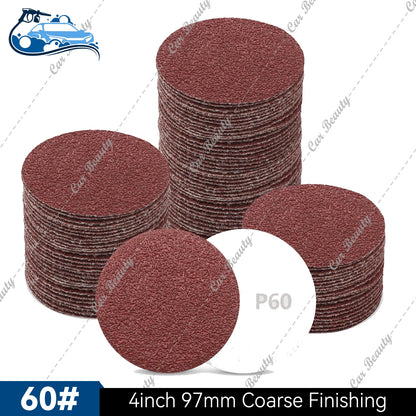 97mm 4inch Hook & Loop Round Sanding Disc Pad 60/80/100/150/180/240/320/400/600/800/1000/2000/3000/5000 Assorted Grits Sandpaper