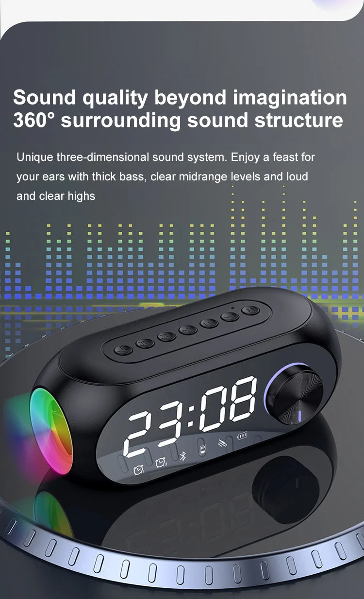 Alarm Clock Radio FM Bluetooth Speaker