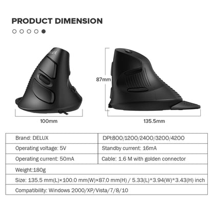 Delux M618 BU Ergonomic Vertical Mouse