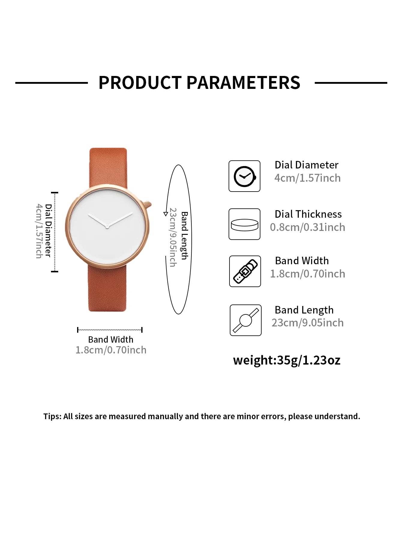 TOMI Women's Minimalist Style Leather Watch
