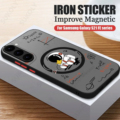 Magnetic For Magsafe Astronaut Case For Samsung Galaxy S23 S22 Ultra S22 Plus S21 S20 FE S24 Ultra Slim Hard PC S25 Edge Cover
