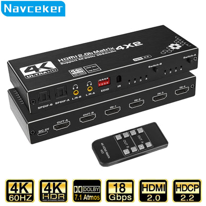 HDMI Matrix Switch Splitter 4 In 2 Out