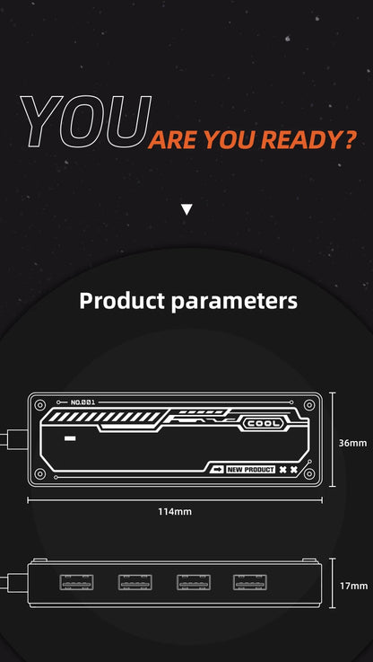 5 IN 1 Transparent USB C HUB USB Splitter