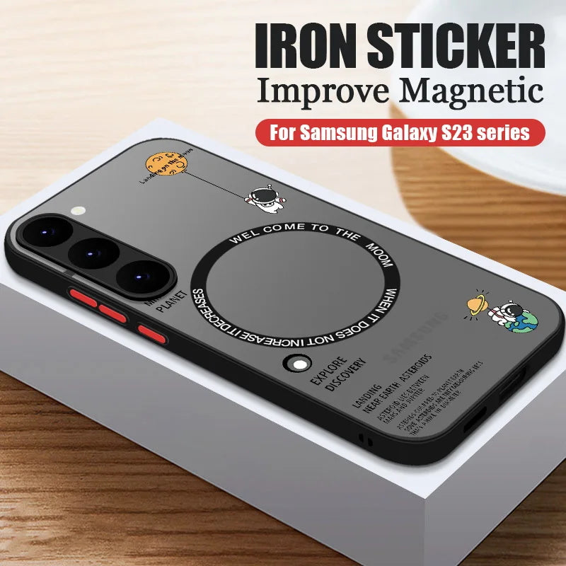 Magnetic For Magsafe Astronaut Case For Samsung Galaxy S23 S22 Ultra S22 Plus S21 S20 FE S24 Ultra Slim Hard PC S25 Edge Cover
