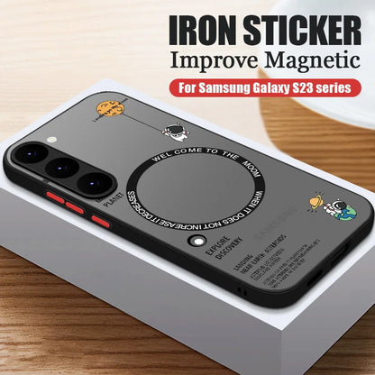 Magnetic For Magsafe Astronaut Case For Samsung Galaxy S23 S22 Ultra S22 Plus S21 S20 FE S24 Ultra Slim Hard PC S25 Edge Cover