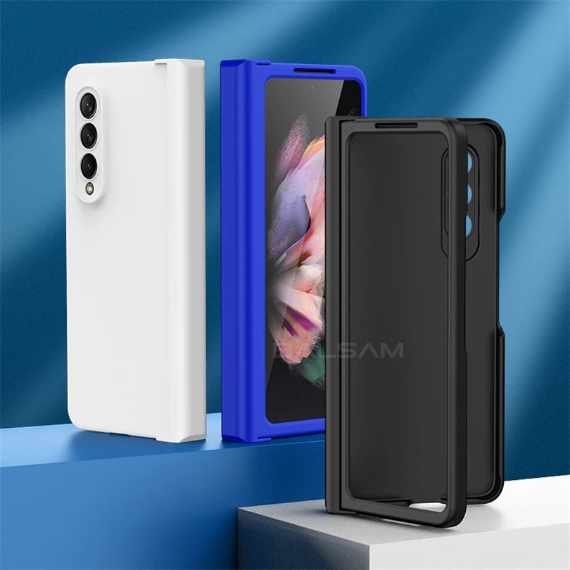 Ultra Thin Folding Shockproof Case For Samsung Galaxy Z Fold 4 6 Fold4 Fold3 Fold 5 360 Full Protection Candy Color Hard Cover