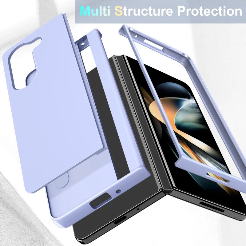 Built-in Magnetic Bracket Hybrid PC Phone Case for Samsung Galaxy Z Fold 7 ZFold 6 5 4 3 5G Shockproof Bumper Protective Cover