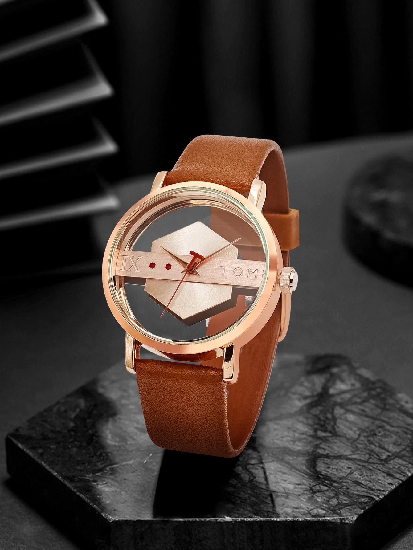 TOMI Fashionable and Minimalist Men's Leather Watch Strap