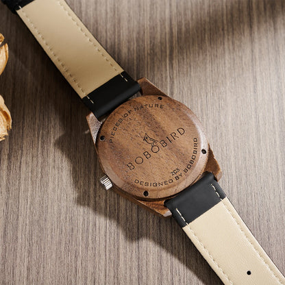 BOBOBIRD Wooden Quartz Watch for Men
