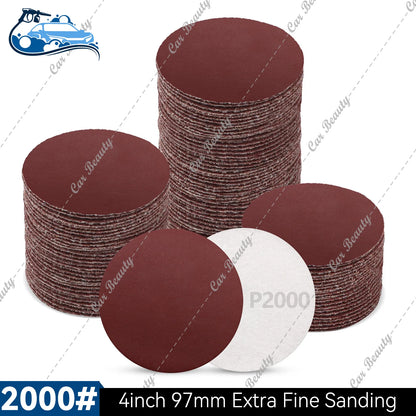 97mm 4inch Hook & Loop Round Sanding Disc Pad 60/80/100/150/180/240/320/400/600/800/1000/2000/3000/5000 Assorted Grits Sandpaper