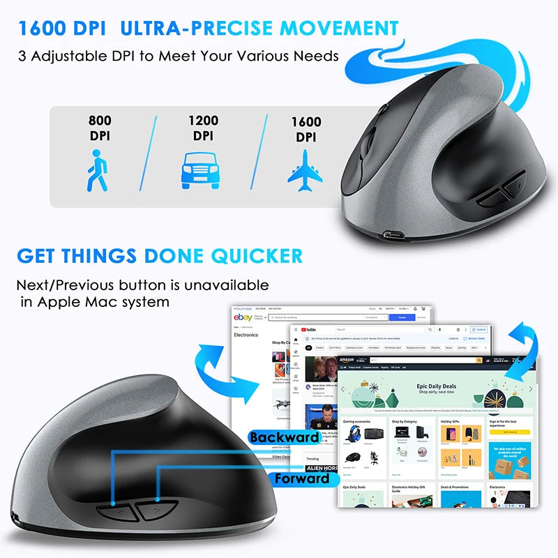 BTS-908 Mice Ergonomic Wireless Mouse