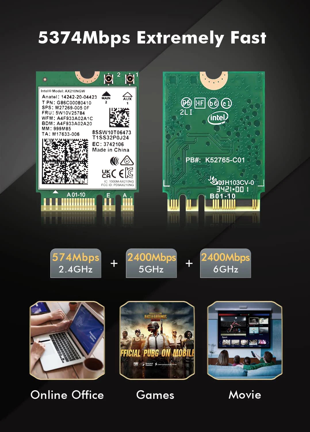 Dual Band AX210 Bluetooth WiFi Card